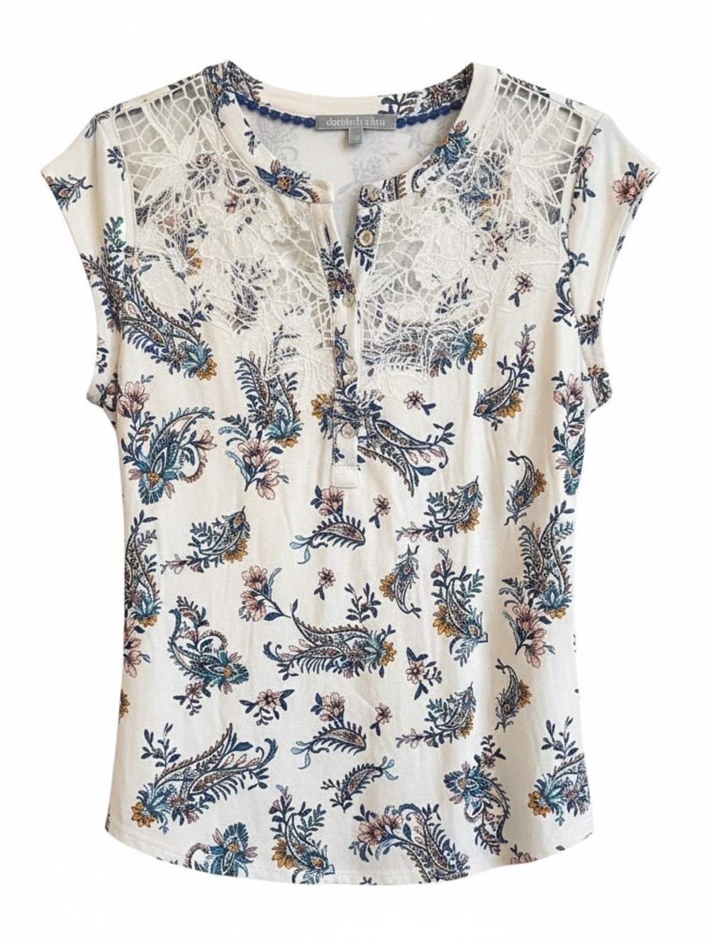 Daniel Rainn NWT split neck paisley top, medium